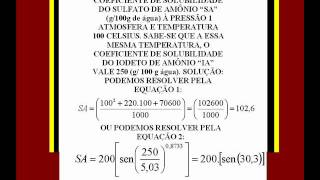 O COEFICIENTE DE SOLUBILIDADE DO SULFATO DE AMÃ”NIO DEDUÃ‡Ã•ES BRASILEIRAS [upl. by Nylave]