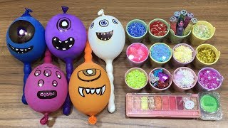 Making Slime with Funny Balloons  Mixing Eyeshadow and Glitter into Slime Satisfying Slime Video [upl. by Dahl]