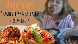 Maggianos Spaghetti w Meatballs  Bruschetta Eating ChannelASMRMukbang [upl. by Friede]