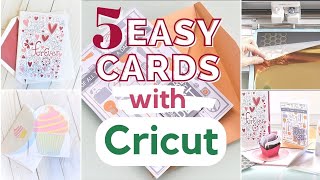 How To Create Cards with Cricut Maker 3  5 Easy Cards [upl. by Dante]