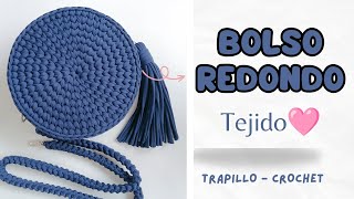 BOLSO REDONDO TEJIDO CON TRAPILLO  Fácil y rápido de realizar crochet handmade trapillo [upl. by Javler708]