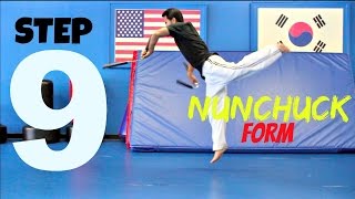 NUNCHUCK HOW TO USE WITH KICKS STEP 9 LESSON STEPS TUTORIAL SKILLS TRAINING [upl. by Naldo497]