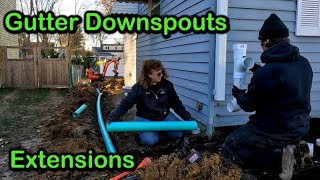 Downspout Drain Extensions  How we extend gutter downspouts underground to a popup emitter [upl. by Lashar]