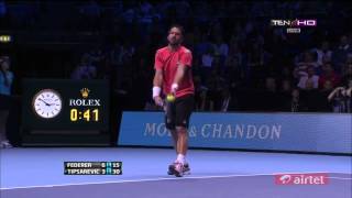 Roger Federer Vs Janko Tipsarevic HIGHLIGHTS ATP World Tour Finals 2012 [upl. by Nyliac]