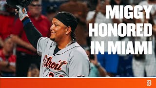 Miguel Cabrera receives standing ovation and hits a double in final trip to Miami [upl. by Aryhs633]