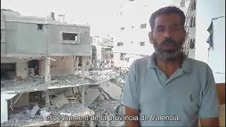 Missatge de suport a València des del camp de refugiats de Jabalia al nord de Gaza [upl. by Tonina]