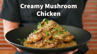 One Pot Creamy Mushroom Chicken  Creamy Garlic Mushroom Sauce [upl. by Ceevah]