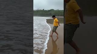 Fun with waves 😲🌀🤥  Goa Wale Beach Pe 🛻😎  Sea Beaches  Songs  fun  shorts youtubeshorts [upl. by Atila]