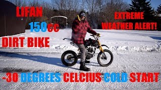 Lifan 150cc Dirt Bike EXTREME COLD START  34°C [upl. by Twedy]