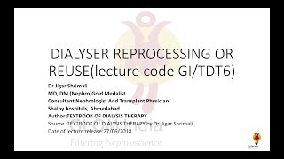 DIALYSER REPROCESSING OR REUSE [upl. by Donaghue]