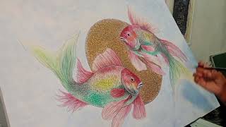 Two fishes oil painting fishespainting video youtubevideo viralvideo youtube [upl. by Romain581]