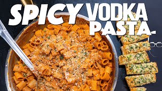 SPICY VODKA PASTA AND GARLIC BREAD DINNER  SAM THE COOKING GUY [upl. by Sateia256]