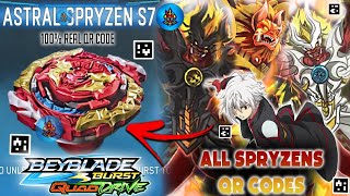 QR CODE ASTRAL SPRYZEN S7  ALL SPRYZEN QR CODES BEYBLADE BURST QUADDRIVE APP [upl. by Ayotac]