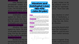 Absalom and Achitophel Lines 150–476John Dryden Instant Essay for Exam Success shorts trending [upl. by Nelg]