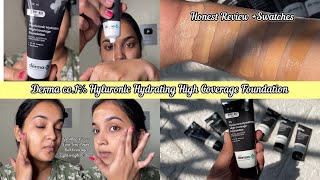 New Derma Co 1 Hyluronic Hydrating High Coverage Foundation ReviewSwatches dermaco foundation [upl. by Franciskus420]