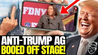 🚨New York Firefighters amp Cops SCREAM TrumpHating Attorney General OFF Stage Chant‘TRUMP TRUMP’ [upl. by Mara]