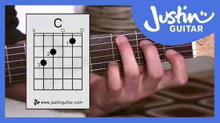 C Chord  Guitar For Beginners  Stage 3 Guitar Lesson  JustinGuitar BC132 [upl. by Anitniuq516]