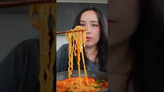 Spicy Cheesy Noodles with king crabsticks mukbang food food [upl. by Macknair]