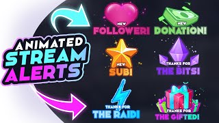 Animated Twitch Stream Alerts  Full Stream Alert Pack for Stream Elements StreamLabs OBS [upl. by Taran]