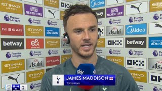 James Maddison Post Match Interview Manchester City 0 vs 4 Tottenham Hotspur [upl. by Ahsienak]