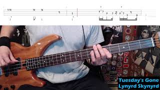 Tuesdays Gone by Lynyrd Skynyrd  Bass Cover with Tabs PlayAlong [upl. by Alohcin494]