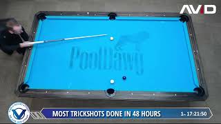 48 HOURS POOL TRICKSHOT  WORLD RECORD ATTEMPTS PART 2 [upl. by Aitan477]