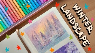 HOW I SKETCH A DREAMY WINTER LANDSCAPE  from sketch to finish and I piss myself off the whole time [upl. by Jodie]