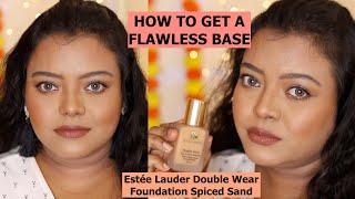 Estée Lauder Double Wear Foundation Review for Indian Skin Tone  Spiced Sand  LoveYourselfByPayel [upl. by Atirma]