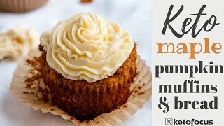 The BEST KETO PUMPKIN MUFFINS with Keto Cream Cheese Frosting  KETO PUMPKIN BREAD RECIPE [upl. by Nodnil]