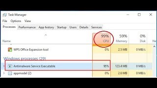 how to disable antimalware service executable CPU windows 10 [upl. by Lorola]