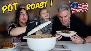 Brits Try POT ROAST for the first time Better than ours [upl. by Oisangi]