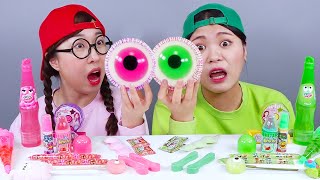 Pink VS Green Dessert Mukbang DONA [upl. by Epotimet764]