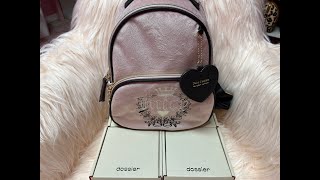 Whats in my Pink Juicy Couture Backpack amp Dossier Perfume Review [upl. by Wolfe]