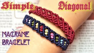 Macrame tutorial Diagonal loop bracelet  The most easy and simple guide [upl. by Arodaeht]