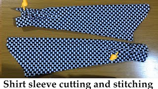 How to cut and sew a shirt sleeve with cuff beginners tutorial [upl. by Jovia]