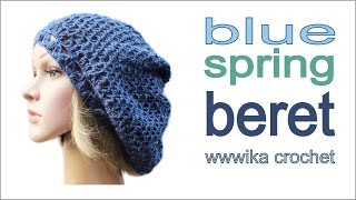 How to crochet spring beret hat free pattern tutorial by WIKA crochet [upl. by Aiouqes]