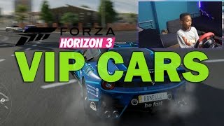 NEW VIP CARS INSANE FERRARI PAINT JOB  Forza Horizon 3 Career With Steering Wheel [upl. by Airbas]