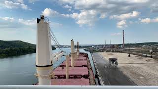 Bulker “Blacky” departure and swing in the port of Rouen And sailing in the quiet summer evening [upl. by Ennailuj]