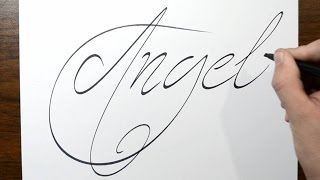 Writing Angel in Thin Cursive Lettering [upl. by Colet]