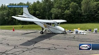 Plane lands flips over after damaging nose gear at Moultonborough airport FAA says [upl. by Nnylhtak37]