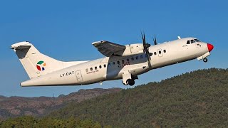 DAT ATR42 500  Arrival startup and departure at Stord Airport october 2019 [upl. by Anifesoj768]