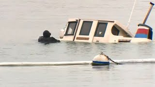 RAW VIDEO Sea Scout boat sinks in San Francisco marina [upl. by Eillom]