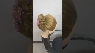 Bridal Hair stylingbrides  hair  hairstyle rose bun  new [upl. by Nnylyaj]