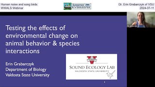 Human noise and song birds WWALS Webinar by Dr Erin Grabarczyk of VSU 20240711 [upl. by Ieso]