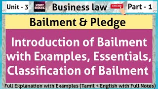 Introduction of Bailment With Examples Essentials amp Classifications of Bailment  Part 1 [upl. by Atikat225]