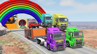 Flatbed Truck Mcqueen  Transportation with Truck  Pothole vs Car 1  BeamNGDrive [upl. by Latreese831]