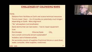 quotChallenges of Colonising Marsquot  October 2024 [upl. by Eisak]