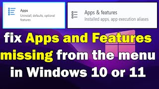 How to fix Apps and Features missing from the menu in Windows 11 [upl. by Lamaj]