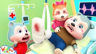 Daddy Has a Broken Leg  Family Boo Boo Song  More Nursery Rhymes  Wolfoo Kids Songs [upl. by Dougald]