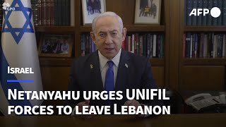 Netanyahu tells UN chief to move peacekeepers in Lebanon out of harms way immediately  AFP [upl. by Haldes]